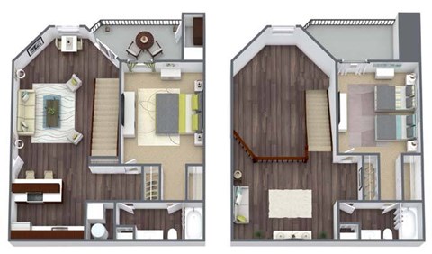 Floor plan for 2 beds, 2 baths, 1160 sqft