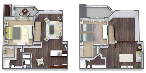 Floor plan for 2 beds, 2 baths, 1330 sqft