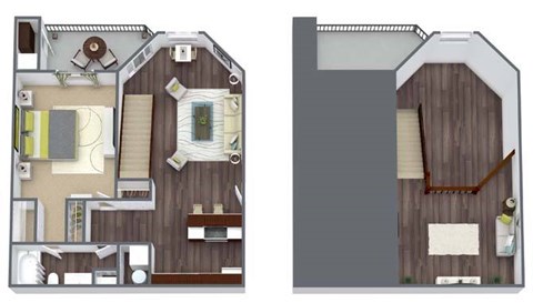Floor plan for 1 bed, 1 bath, 880 sqft