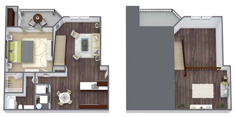 Floor plan for 1 bed, 1 bath, 995 sqft