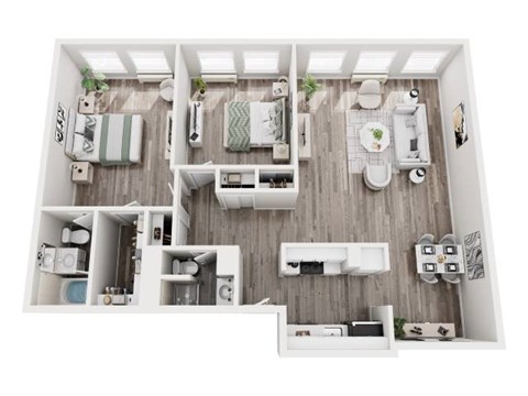 Floor plan for 2 beds, 2 baths, 1092 sqft