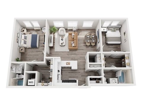 Floor plan for 2 beds, 2 baths, 1200 sqft