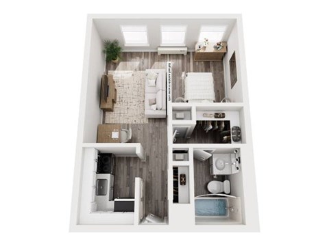 Floor plan for studio, 1 bath, 450 sqft