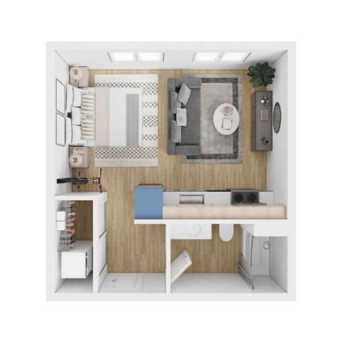 Floor plan for studio, 1 bath, 452 sqft