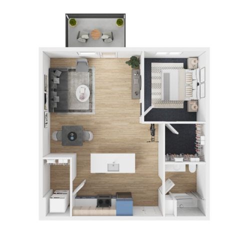 Floor plan for 1 bed, 1 bath, 865 sqft