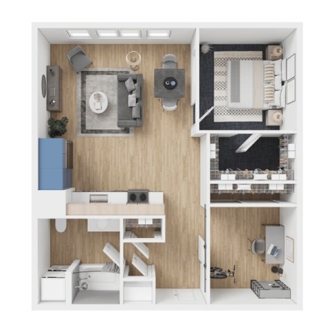 Floor plan for 1 bed, 1 bath, 828 sqft