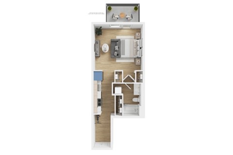 Floor plan for studio, 1 bath, 546 sqft