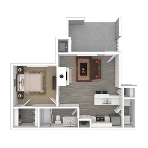 Floor plan for 1 bed, 1 bath, 547 sqft