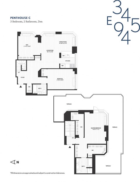 Floor plan for 2 beds, 2 baths, 1575 sqft