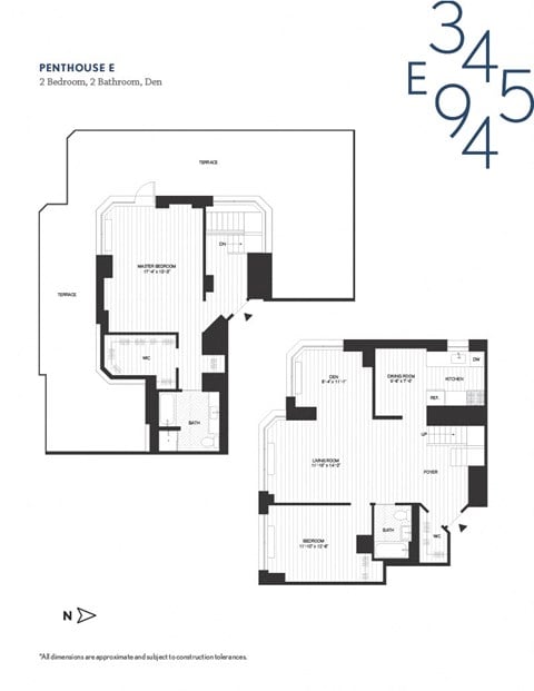 Floor plan for 2 beds, 2 baths, 1558 sqft
