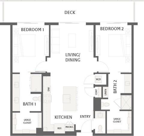 Floor plan for 2 beds, 2 baths, 1190 sqft