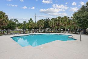Pooler apartment for rent - o A large swimming pool surrounded by palm trees and lounge chairs.