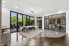 Brentwood apartment for rent - A modern dining room with a table set for four.