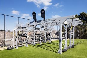 Alameda apartment for rent - a gym with weights and equipment on a grass field