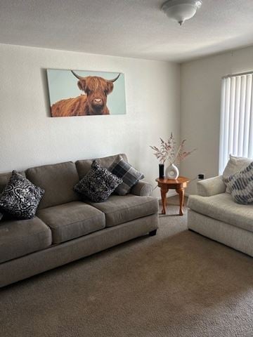 Orange Cove apartment for rent - A living room with a grey couch and a cow picture on the wall.