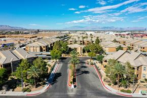 Las Vegas apartment for rent - an aerial view of a neighborhood with houses and trees