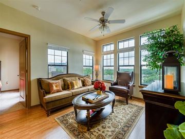 Dallas apartment for rent - a living room with a couch and a coffee table