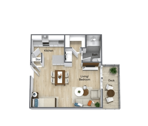 Floor plan for studio, 440 sqft