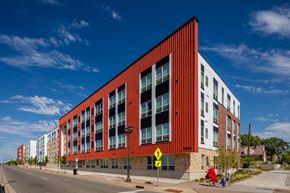 Saint Paul apartment for rent - a large red building on the corner of a street