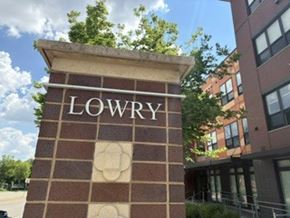 Minneapolis apartment for rent - A brick pillar with the word Lowry on it.