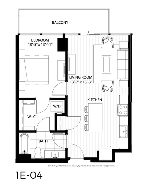 Floor plan for 1 bed, 1 bath, 706 sqft