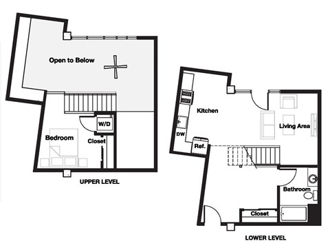 Floor plan for 1 bed, 1 bath, 760 sqft