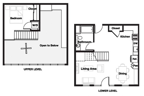 Floor plan for 1 bed, 1 bath, 780 sqft