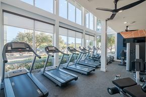 Dallas apartment for rent - Cardio Equipment in the Fitness Center at Abstract at Design District in Dallas TX, 75207