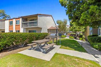 Sunny outdoor dining area at veranda la mesa in la mesa, ca 91942