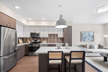 San Francisco apartment for rent - A modern kitchen with a dining table and chairs.
