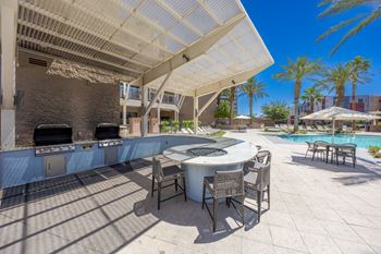Poolside grilling space at the rays at vegas towers in las vegas, nv 89119