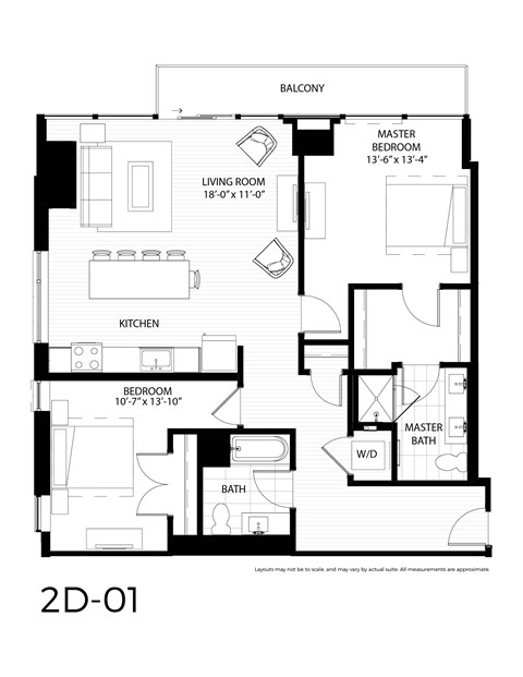 Floor plan for 2 beds, 2 baths, 1302 sqft