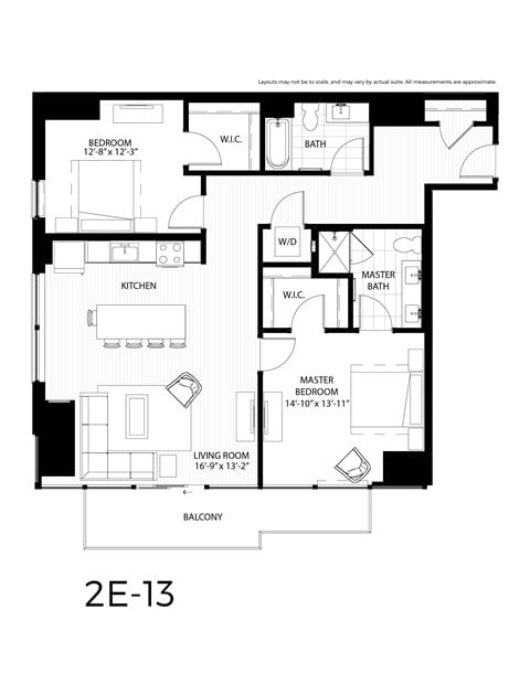Floor plan for 2 beds, 2 baths, 1339 sqft