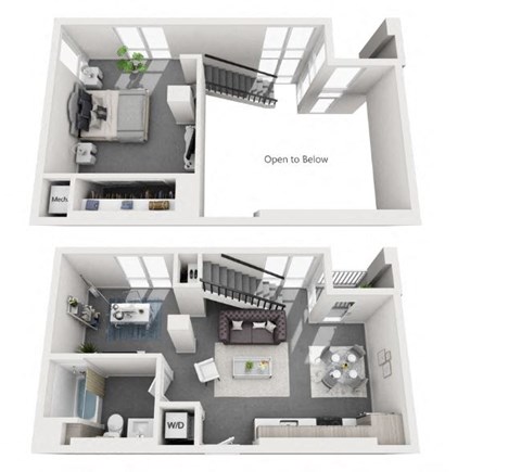 Floor plan for 1 bed, 1 bath, 875 sqft