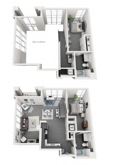 Floor plan for 2 beds, 2 baths, 1368 sqft