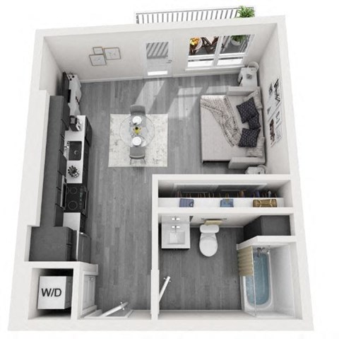 Floor plan for studio, 1 bath, 440 sqft