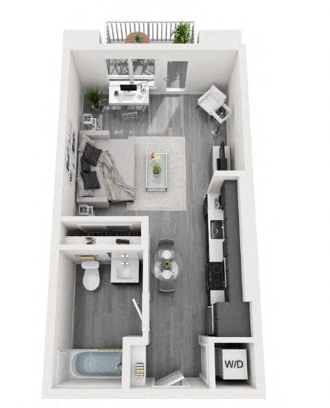 Floor plan for studio, 1 bath, 519 sqft