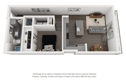 Floor plan for studio, 1 bath, 710 sqft