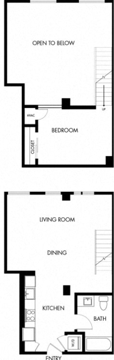 Floor plan for 1 bed, 1 bath, 811 sqft