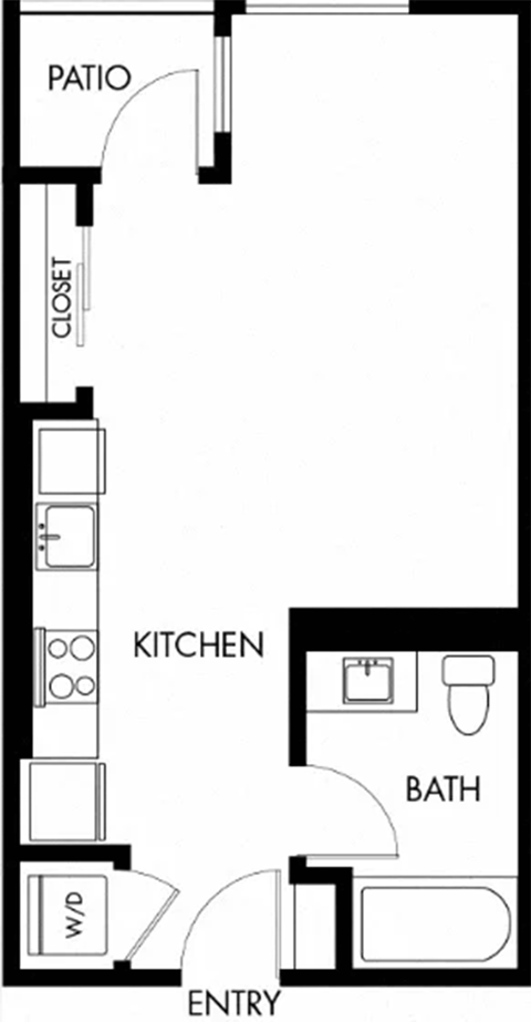 Floor plan for studio, 1 bath, 461 sqft