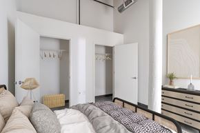 Charlotte apartment for rent - Bedroom with Walk-In Closet at Highland Mill Lofts in Charlotte, North Carolina 28205