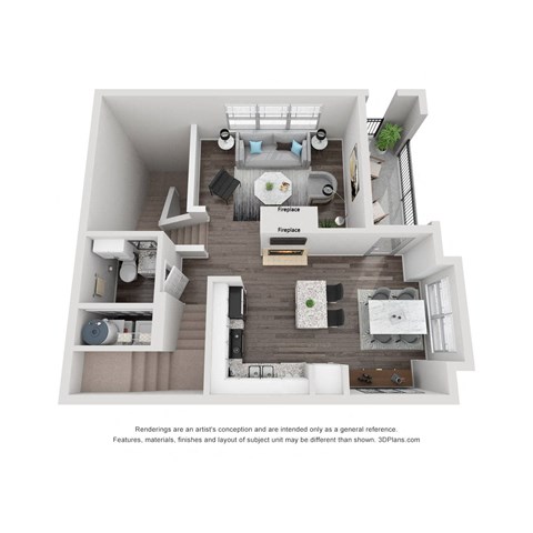 Floor plan for 3 beds, 2.5 baths, 1516 sqft