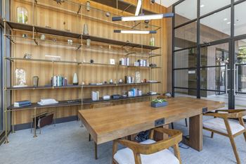 Coworking lounge at north harbor tower apartments in chicago, il 60601