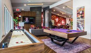 Las Vegas apartment for rent - a game room with a pool table and a tv