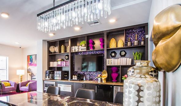 Las Vegas apartment for rent - a living room with a bar and a television