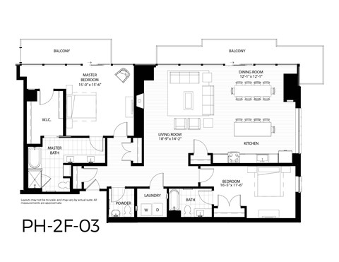 Floor plan for 2 beds, 2.5 baths, 1970 sqft