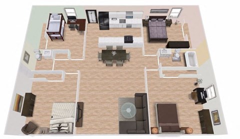 Floor plan for 4 beds, 1 bath, 1025 sqft