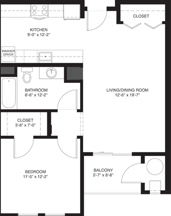 Atlantic floor plan | 735 sq. Ft.