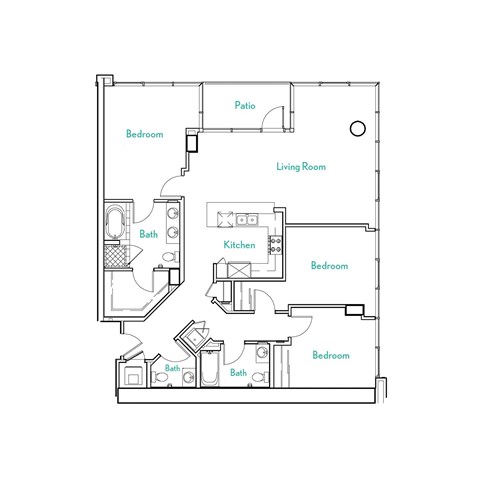 Floor plan for 3 beds, 2.5 baths, 1503 sqft