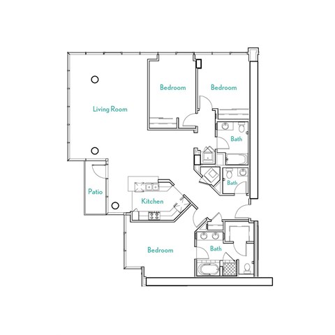 Floor plan for 3 beds, 2.5 baths, 1776 sqft